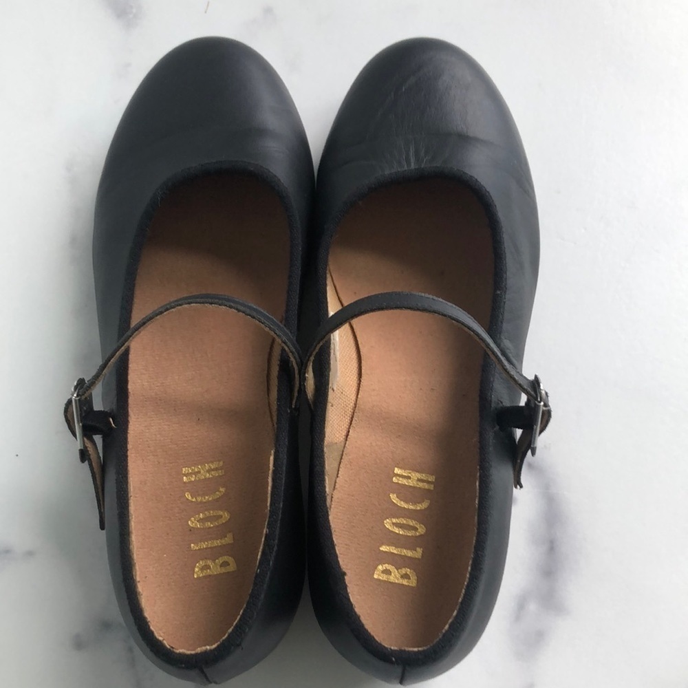 Bloch Black Leather Mary Jane Strap Tap Shoes Techno Tap Size 5.5 US